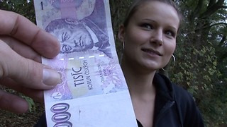 Czech amateur from the Prague Ingrid bj's off cock outdoors for quick money